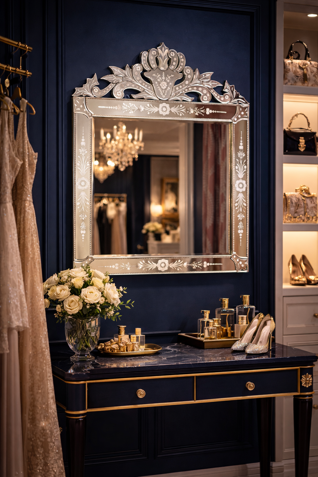 Crowned Floral Frame Mirror thumbnail